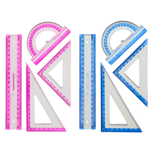 Ensemble de règle en plastique, <span class=keywords><strong>4</strong></span> pièces, 8 pouces, <span class=keywords><strong>pour</strong></span> les mathématiques, appareil de mesure personnalisé - Product Image 1