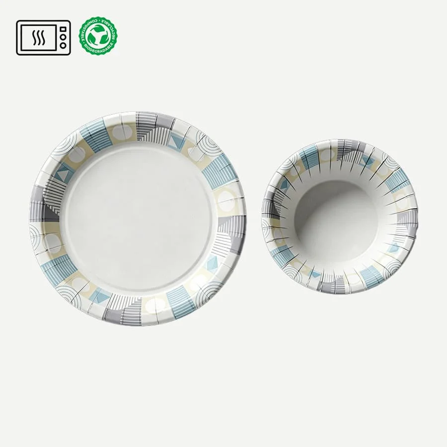 Nordic Style Eco Friendly Biodegradable BPA Free Microwave Safe Lightweight Party 6 12 Inch Disposable Paper Plates & and Bowls