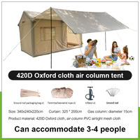 Tente de camping gonflable YJHOME avec pompe manuelle, installation facile, imperméable 3000 mm, résistante au vent, quatre saisons, Oxford, tente automatique rapide