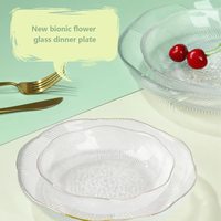 Vaisselle en verre nordique de 9 pouces assiette personnalisée bol à fruits en verre cristal bord doré assiette ronde colorée