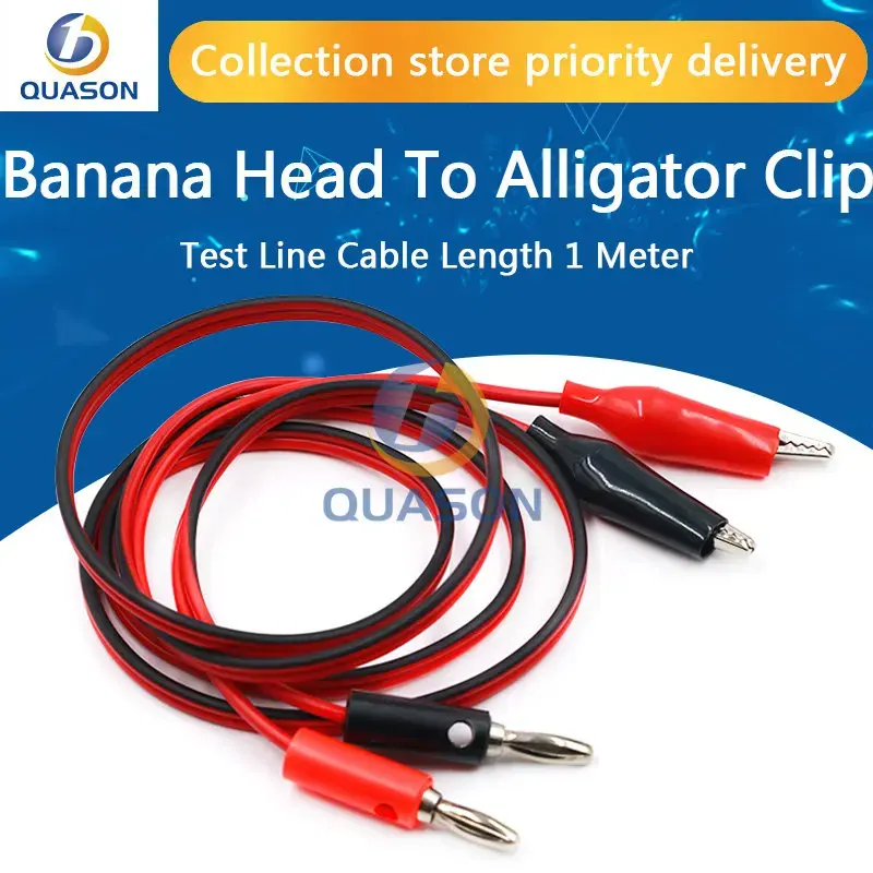 4Mm Dubbele Alligator Clip Naar Banaan Connector Oscilloscoop Test Sonde Kabel 1M 3ft Rood Zwart