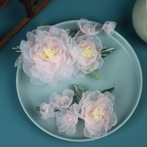 Nouvelle pince à cheveux en forme de pivoine rose dégradée, style chinois traditionnel, design original, faite à la main, estampillée à chaud, avec tige souple, pour coiffure Hanfu - Product Image 4