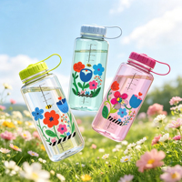 Nouvelle bouteille d'eau tendance en Tritan transparent, écologique, 32 oz, personnalisable, à large ouverture, pour le sport et les voyages