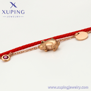 Xuping-<span class=keywords><strong>pulsera</strong></span> de acero inoxidable de color dorado y rosa, joyería sencilla y sencilla de moda para diario, el <span class=keywords><strong>Papa</strong></span> rojo de la suerte y el cerdo - Product Image 5