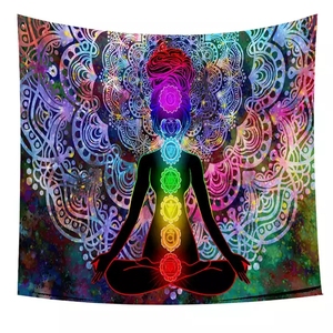 Tujuh chakra gantung dinding warna-warni meditasi Psychedelic Mandala selimut permadani untuk ruang tamu - Product Image 1