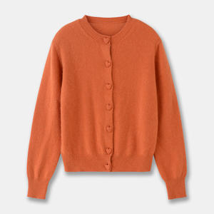 कोरियन शैली दिल बटन एकल ब्रेस्टेड शॉर्ट कार्डिगन स्वेटर जो गर्दन लंबी आस्तीन महिला पतली बुना हुआ जैकेट स्वेटर - Product Image 5