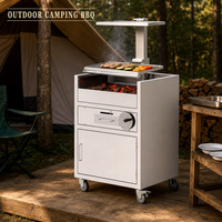 Barbecue au charbon de bois moderne en acier inoxydable, style Asado Parrillas Gaucho Santa Maria Argentine