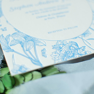 Carte d'<span class=keywords><strong>invitation</strong></span> de mariage en typographie, élégante, couleur en relief, bordure florale de style Vogue, style campagnard français classique, vœux de mariage - Product Image 3