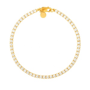 ジェムネルホット販売ミニマリスト925スターリングシルバーテニスチェーンダイヤモンド<span class=keywords><strong>18K</strong></span>ゴールドブレスレット - Product Image 1