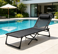 Chaises pliantes de plage et de piscine décontractées d'extérieur avec impression de logo personnalisé, cadre métallique durable multifonctionnel, respirant, triple pliage, inclinable
