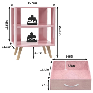 Comodino Moderno a 2 Livelli in Legno Massello con Cassetto per Camera da Letto e Appartamento - Product Image 5