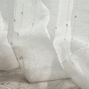 Hot Selling White Transparent Yarn Strip Sheer Curtain For Bedroom Living Room All-season