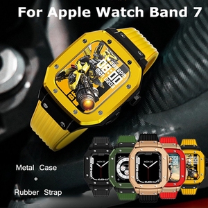 Cinturino per cinturino in Silicone di lusso personalizzato cinturino per orologio in metallo in acciaio inossidabile Kit modificato per <span class=keywords><strong>Apple</strong></span> <span class=keywords><strong>Watch</strong></span> 6 7 <span class=keywords><strong>se</strong></span> 44mm 45mm - Product Image 3