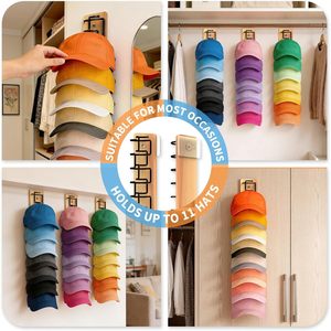 Wooden <b>Hat</b> Rack Wall Mounted 63cm Multi Layer Baseball Cap Storage Organizer Hanging Display Shelf for Entryway - Product Image 3