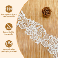 Dentelle en polyester brillant avec broderie en fil de soie et motif poisson, garniture élégante pour DIY, accessoires de robe de mariée et vêtements, usine de dentelle