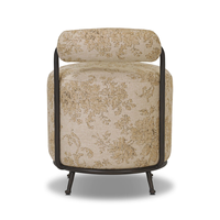 Tabouret d'appoint avec dossier rembourré, tabouret de coiffeuse, structure en bronze, revêtement damassé, pieds évasés, matériaux mixtes, décoration intérieure
