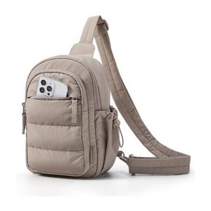 Custom Nylon Plaid Pattern Vertical Square Design Casual Single-Shoulder Crossbody <b>Backpack</b> Lightweight Sling Bag Zipper - Product Image 1