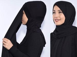 最新设计即时盖头忍者附加珍珠雪纺连帽头巾围巾方便穆斯林妇女 - Product Image 6