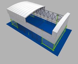 Terrain <span class=keywords><strong>de</strong></span> padel mobile Enlio, extérieur/intérieur, toutes saisons, avec toit et éclairage <span class=keywords><strong>LED</strong></span> pour centre sportif - Product Image 2
