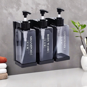 Dispensador de Jabón Cuadrado para Hotel, Montado <span class=keywords><strong>en</strong></span> la Pared, con Cerradura para Llaves, Soporte para Botellas de Jabón Individuales, Dobles o Triples, con Botellas Incluidas - Product Image 1