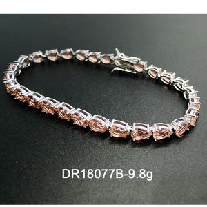 Pulsera de Plata de Ley con Morganita, Corte Pera, Piedra que Cambia de Color - Product Image 3