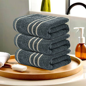 Serviette de toilette en coton premium gris foncé, toucher doux, tissu microfibre, pour hôtel, salle de bain, gym, spa et vente en gros - Product Image 4