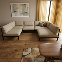 Schnell Montierbarer Minimalistischer L-förmiger Stahl-Holz-Sofarahmen Robuster Wirtschaftlicher Bettrahmen für Apartment, Schlafzimmer, Wohnzimmer und Hotelgebrauch