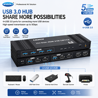 Hardrock 8K Dual HDMI 2.1 KVM Switch Profesional USB 3.0 Hub dengan Dua Komputer Berbagi Kontrol Keyboard dan Mouse Workstation