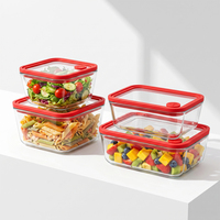 Boîte à lunch en verre borosilicate haute résistance avec couvercles hermétiques, compatible micro-ondes, pour supermarché – Fournisseur direct usine