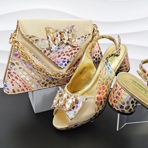 Scarpe firmate 2024 charm scarpe da donna Set borsa e <span class=keywords><strong>marca</strong></span> di lusso per le signore tacco medio scarpa e borsa impermeabile - Product Image 2