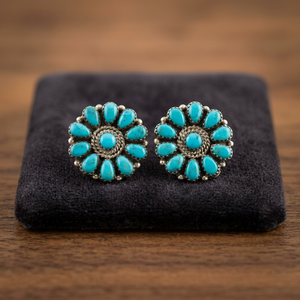Beautiful Rhodium Plated Cute <b>Wedding</b> Arizona Turquoise Natural Gemstone 925 Solid Sterling <b>Silver</b> Handmade Statement Earrings - Product Image 2