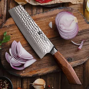 Pisau cukur Jepang 49 lapis SRS13 baja Damaskus pisau pisau Nariki dapur dengan pegangan kayu besi gurun