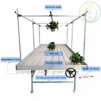 Système de table de culture hydroponique mobile à roulettes pour serres commerciales, avec plateaux de semis à flux et reflux