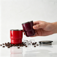 Mug à café isotherme moderne en acier inoxydable 304 de 260 ml avec couvercle, empilable