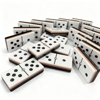 Jeu de dominos personnalisé à 2 couches en acrylique noir et blanc, double six, écologique, thème mode, avec plateau de jeu