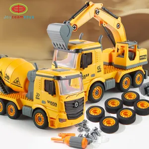 Trẻ em kỹ thuật Xe đồ chơi trộn xe tải cẩu máy xúc tipper xe tải với âm nhạc tự làm lắp ráp tháo gỡ đồ chơi xây dựng