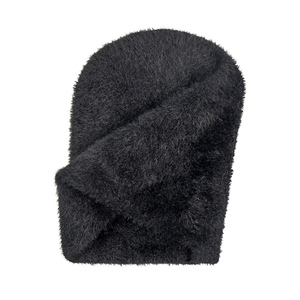 Fluffy ấm Faux Giả chồn Mohair Acrylic len đan đảo ngược Beanie <span class=keywords><strong>Hat</strong></span> Slouchy Chunky lông Beanie mũ dệt kim - Product Image 5