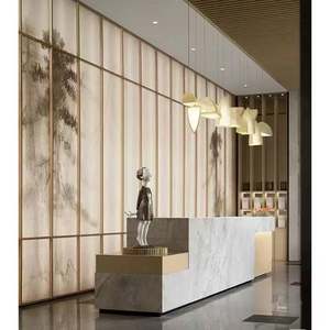 Bureau d'accueil moderne en marbre de l'entreprise, simple, peint, pour les hôtels - Product Image 6