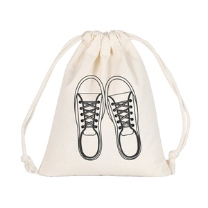 Bolsa de Tela de Algodón Muselina Orgánica Ecológica con Logotipo Personalizado, Bolsa de Embalaje de Tela Calicó Blanca Promocional con Cordón - Product Image 1