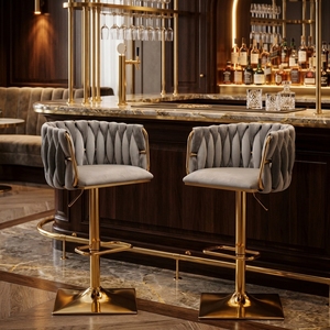 Tabouret <span class=keywords><strong>de</strong></span> <span class=keywords><strong>bar</strong></span> moderne en velours <span class=keywords><strong>de</strong></span> style nordique pour hôtel, salle à manger, salon, restaurant, salle <span class=keywords><strong>de</strong></span> sport, <span class=keywords><strong>chaise</strong></span> d'îlot <span class=keywords><strong>de</strong></span> cuisine blanche, hauteur d'assise 65 cm - Product Image 4