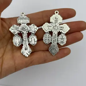 Religious Pendant Metal Crucifix Cross Pendant Necklace Miraculous Medal and Saint Benedict Medal