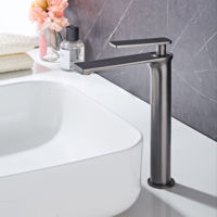 Robinet de lavabo moderne en laiton brossé doré, à poignée unique, résistant à la corrosion, durable, à montage sur comptoir, design personnalisé et écologique