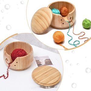 Outils <span class=keywords><strong>de</strong></span> bricolage, fournitures <span class=keywords><strong>de</strong></span> crochet, organisateur <span class=keywords><strong>de</strong></span> fil en gros, bol à <span class=keywords><strong>laine</strong></span> en <span class=keywords><strong>bois</strong></span> écologique pour le tricot et le crochet avec couvercle - Product Image 2