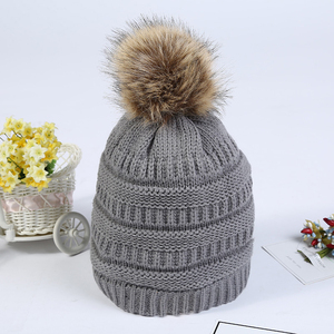 여성 비니 모피 공 모자 pom poms 겨울 모자 여성용 모자 니트 비니 모자 브랜드 뉴 두꺼운 여성 모자 - Product Image 4