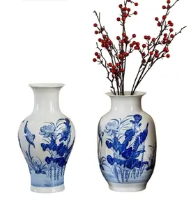 Jingdezhen vasos de porcelana estilo clássico baixo preço, mas de alta qualidade, decoração para casa, vasos de porcelana muito azuis e brancos com imagem bonita