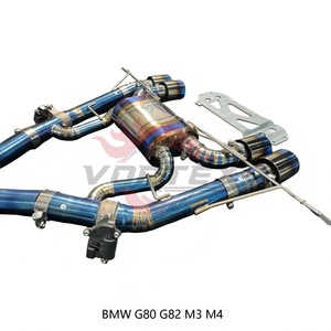 Échappement arrière Vortex Blue Titanium à longueur égale pour BMW G80 G82 M3 M4 S58 avec système Valvetronic et embouts quadruples bleus brûlés - Product Image 4