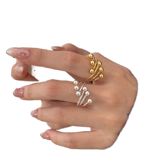 2026 New Vintage Style 925 Sterling <b>Silver</b> Open <b>Ring</b> for <b>Women</b> Ball Shape Gold Plated Multi-layer Fashionable <b>Wedding</b> <b>Ring</b> Gift - Product Image 1