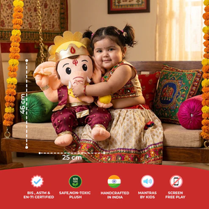 Mantra Chanting Maharaj Ganesh, Peluche Suave de 46 cm, Activado por Sonido, Dios Hindú Ganesha, Ídolo, Juguete de Meditación Espiritual, Puja Religiosa - Product Image 2