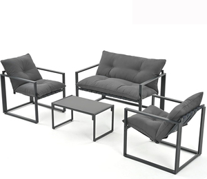 Modernes Komfortables Lounge-Set im <span class=keywords><strong>KD</strong></span>-Stil Stahl-Terrassenmöbel 4-teiliges Metall-Gartenmöbel-Set für Draußen - Product Image 1