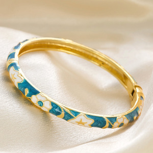 HZ0010 Hot Selling Chinese Style Enamel Painted <strong>Copper</strong> <strong>Bracelet</strong> New Oil Drop Opening Design Tourist Attractions Fashion Bangles - Product Image 4
